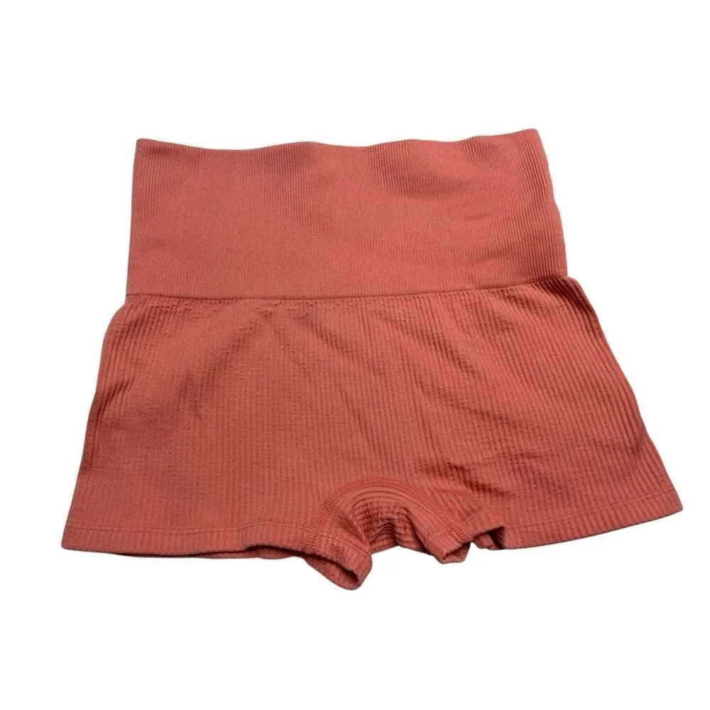 Colsie Ribbed Coral High Rise Seamless Lounge Shorts Women’s XS Stretch Workout